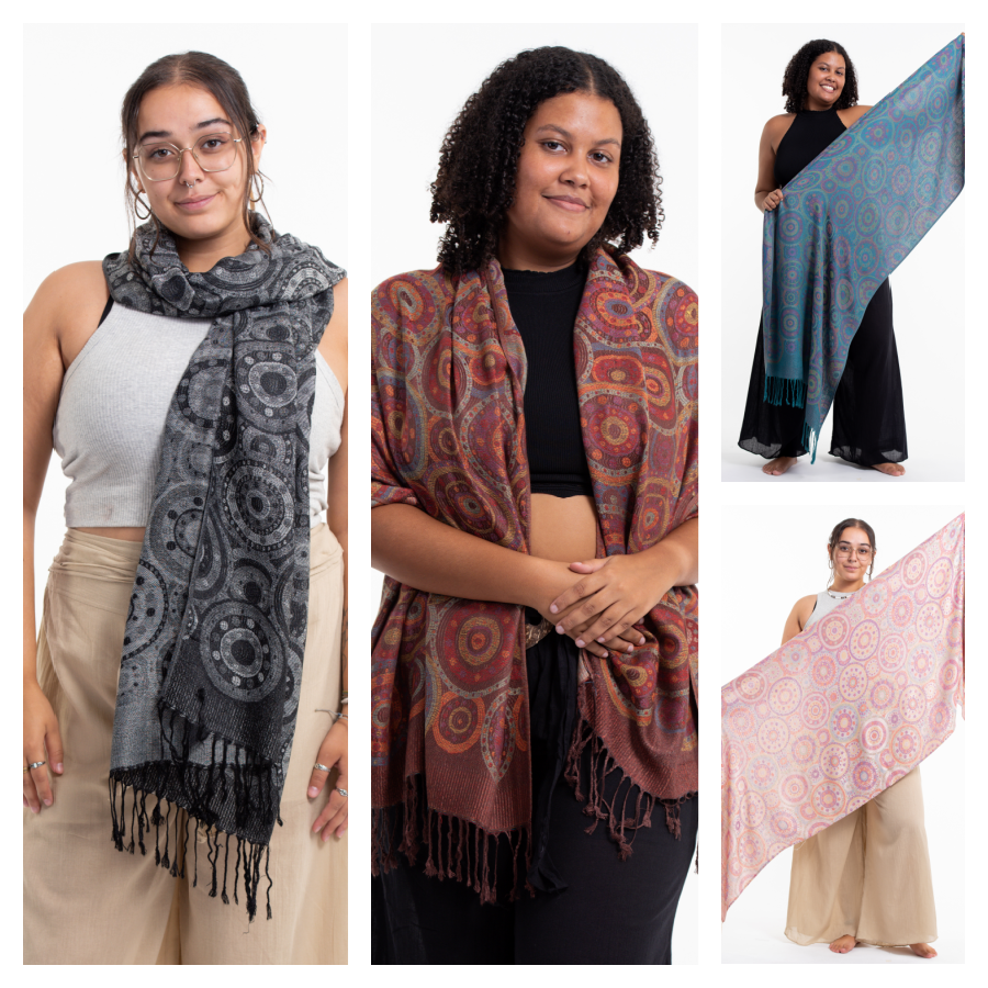 Wholesale Assorted set of 5 Nepal Mandalas Pashmina Shawl Scarf – Sure  Design Wholesale