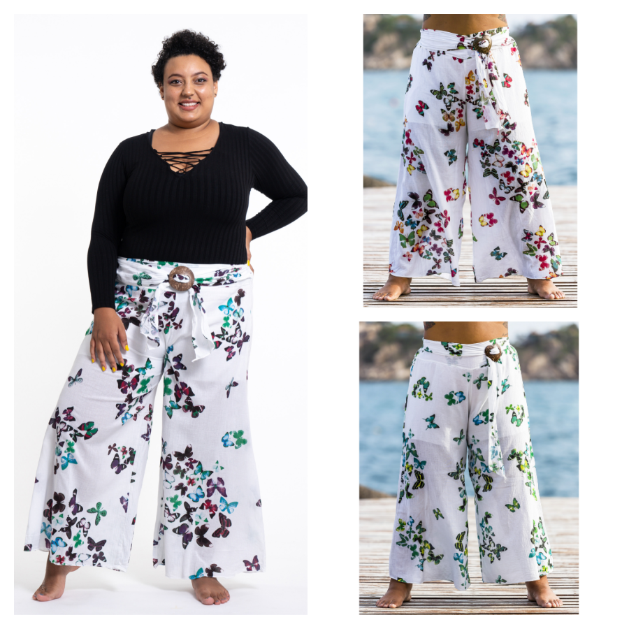 Assorted set of 5 Plus Size Women's Thai Harem Palazzo Pants in Butterflies