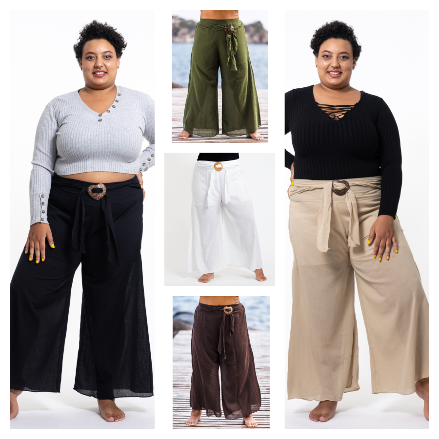 Assorted set of 5 Plus Size Women's Thai Harem Palazzo Pants in Solid –  Sure Design Wholesale