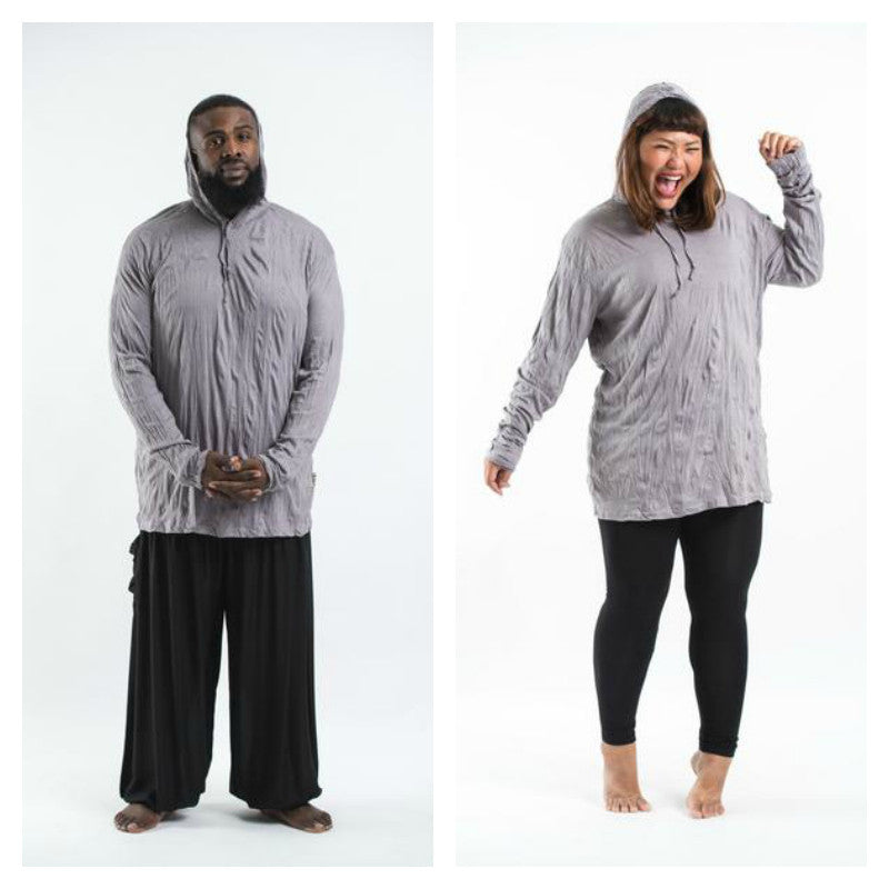 Plus Size Sure Design Unisex Blank Hoodie Gray