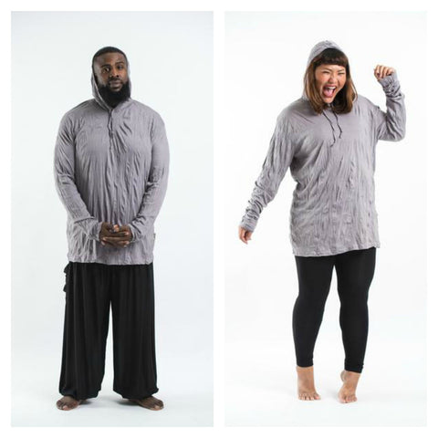 Plus Size Sure Design Unisex Blank Hoodie Gray