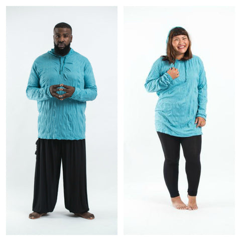 Plus Size Sure Design Unisex Blank Hoodie Turquoise