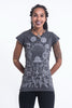 Sure Design Womens Octopus Chakras T-Shirt Silver on Black