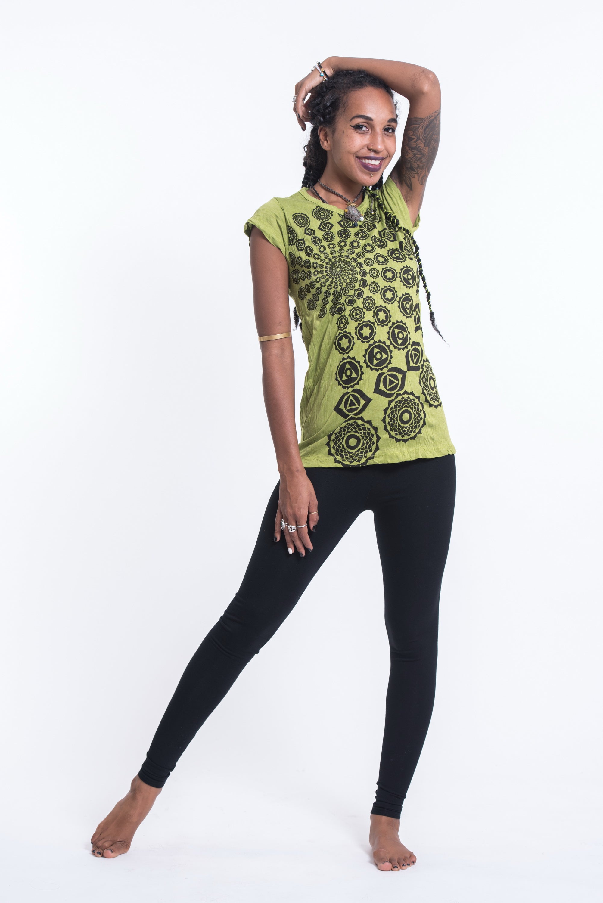 Sure Design Women's Chakra Fractal T-Shirt Lime