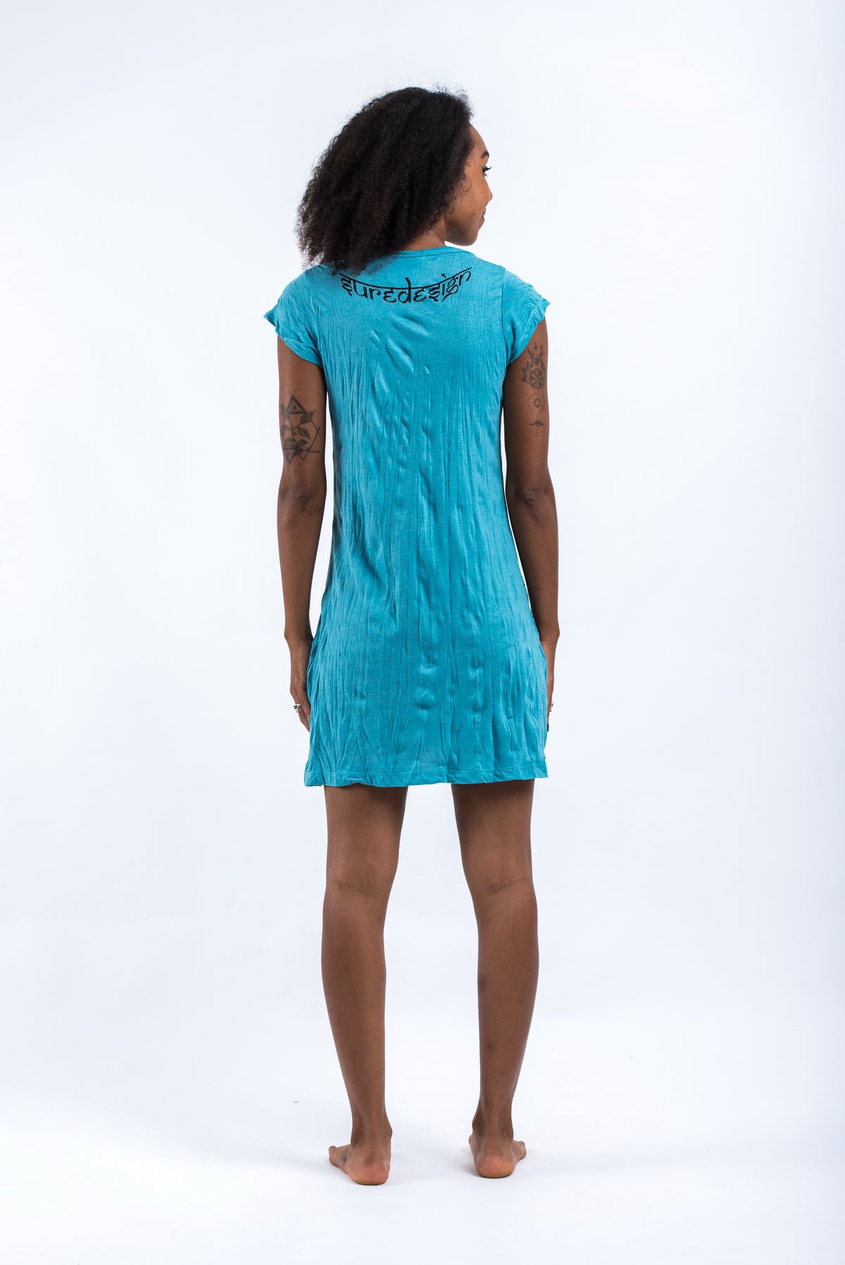 Sure Design Women's Weed Owl Dress Turquoise