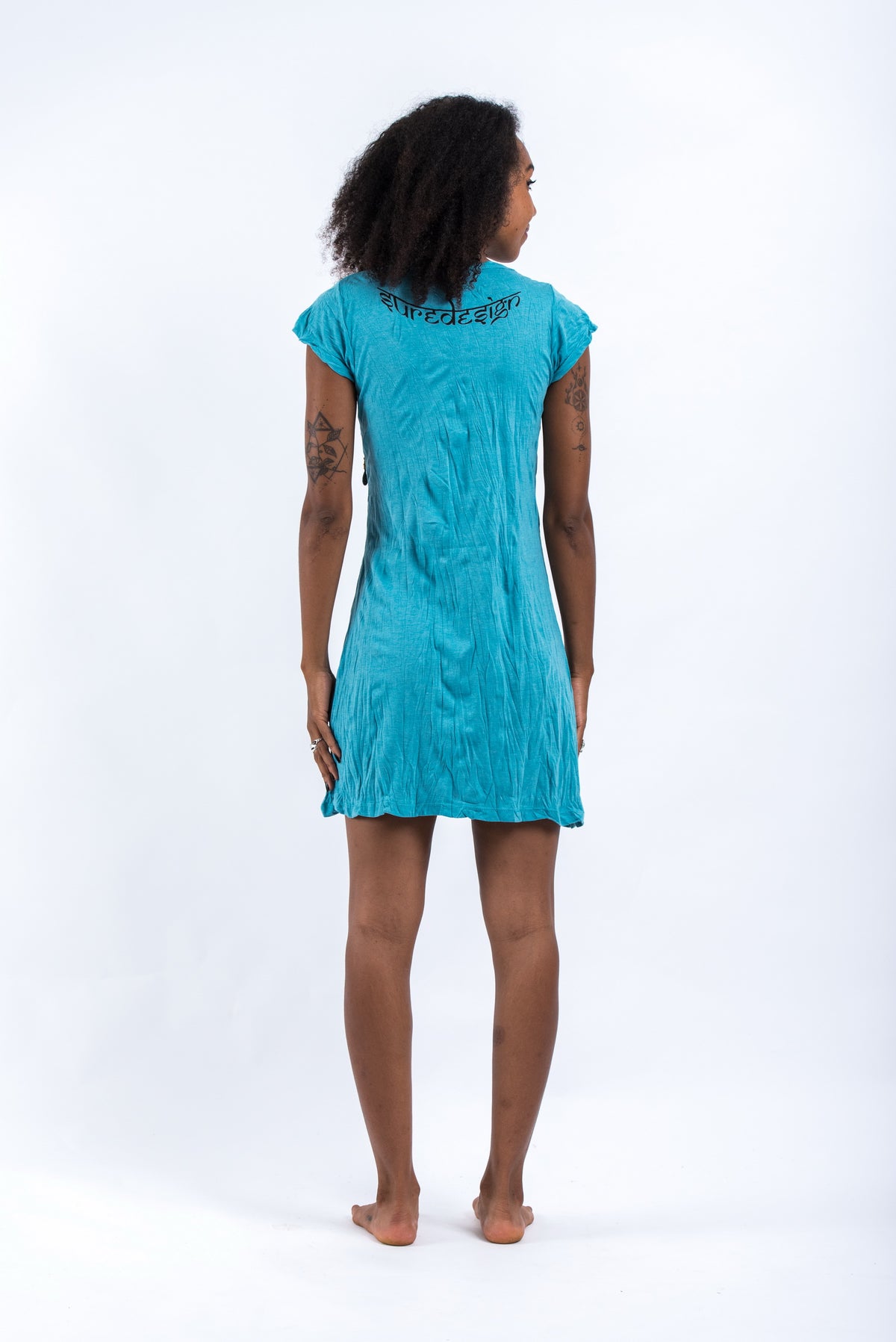 Sure Design Women's Sanskrit Buddha Dress Turquoise