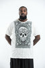 Plus Size Sure Design Men's Trippy Skull T-Shirt White