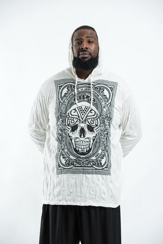 Plus Size Sure Design Unisex Trippy Skull Hoodie White