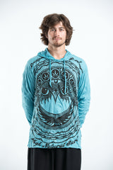 Sure Design Unisex Weed Owl Hoodie Turquoise