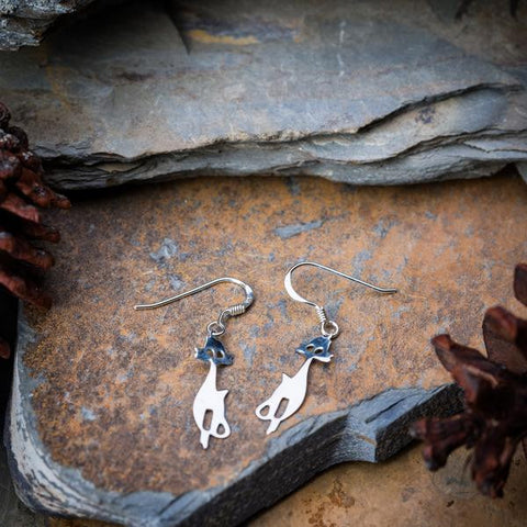 Sterling Silver Thai  Dangle Earrings Cool Cats