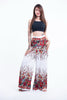 Floral Straight Cut Wide Leg Palazzo with Elastic Back Waistband in White