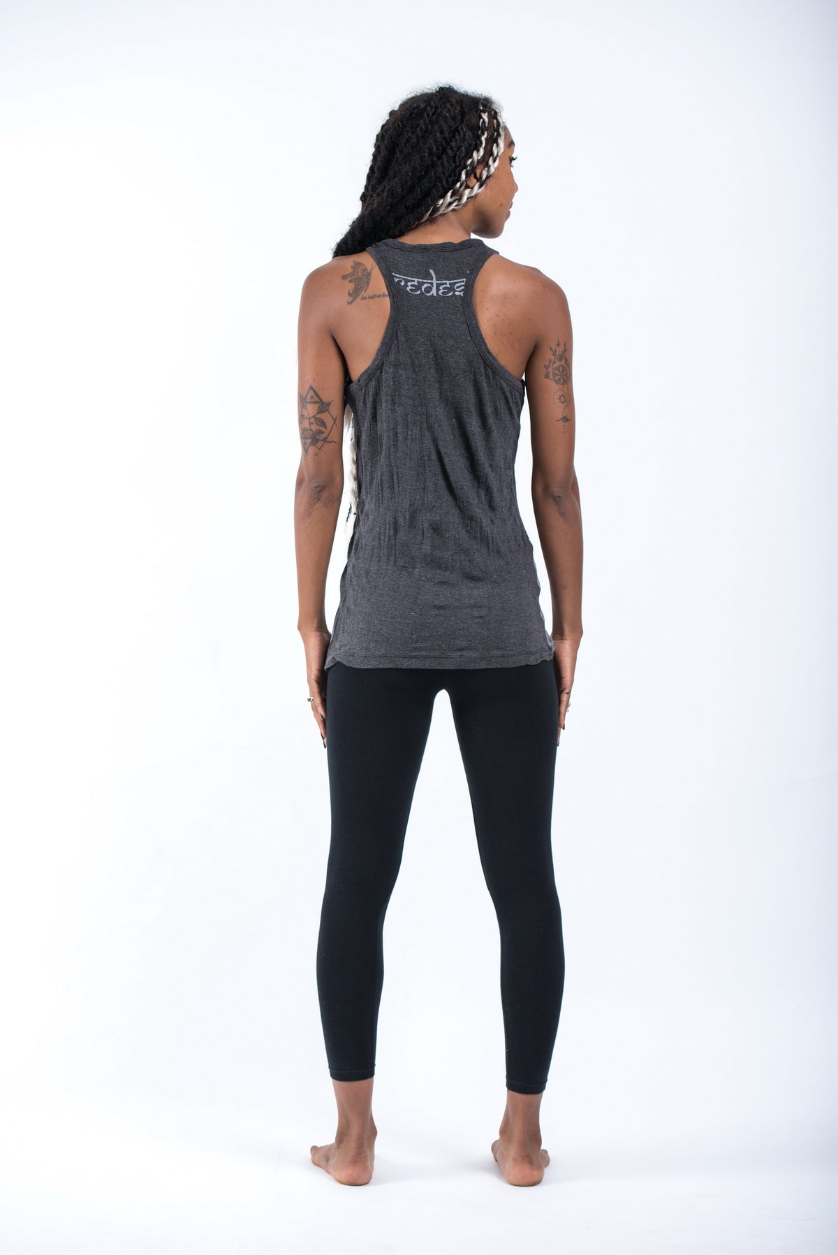 Sure Design Women's Tree of Life Tank Top Silver on Black