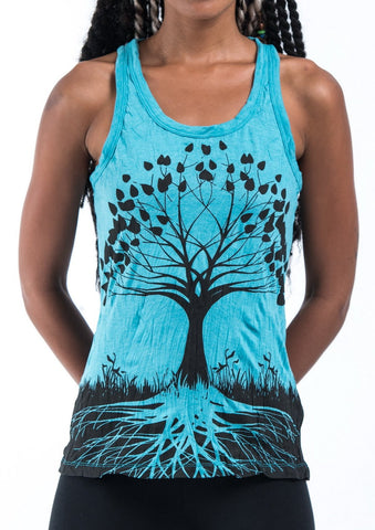 Sure Design Women's Tree of Life Tank Top Turquoise