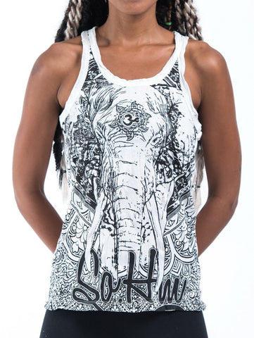 Sure Design Women's Wild Elephant Tank Top White