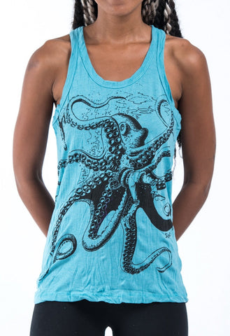 Sure Design Women's Octopus Tank Top Turquoise