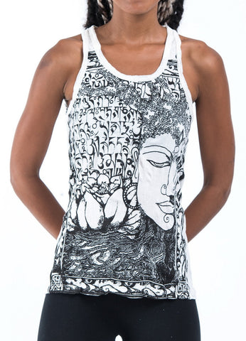 Sure Design Women's Sanskrit Buddha Tank Top White