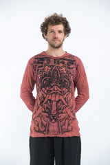 Sure Design Unisex Bali Mask Long Sleeve Shirts Brick