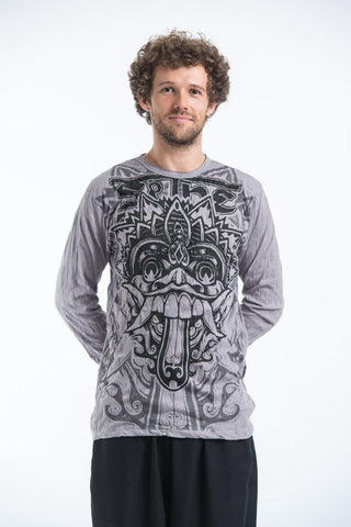 Sure Design Unisex Bali Mask Long Sleeve T-Shirts Grey