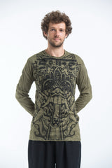 Sure Design Unisex Bali Mask Long Sleeve Shirts Green