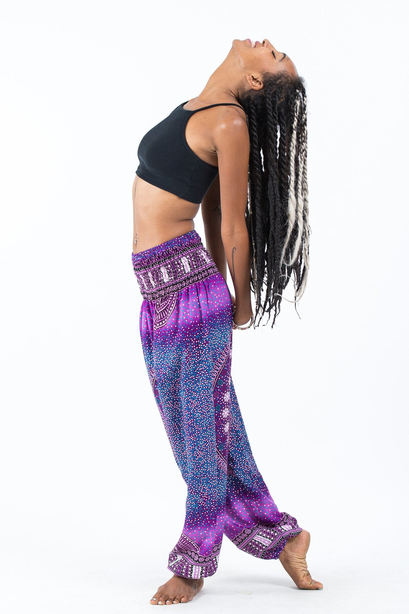 Tribal Chakras Unisex Harem Pants in Purple