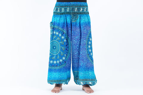 Plus Size Tribal Chakras Unisex Harem Pants in Blue