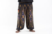 Plus Size Peacock Eye Unisex Harem Pants in Black