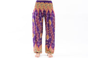 Peacock Paisley Unisex Harem Pants in Purple