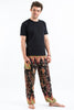 Peacock Paisley Unisex Harem Pants in Black