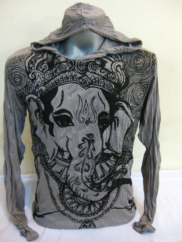 Sure Design Unisex Big Face Ganesh Hoodie Gray