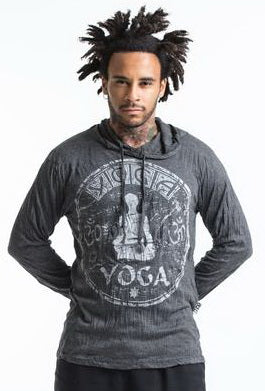 Sure Design Unisex Infinitee Yoga Stamp Hoodie Silver on Black