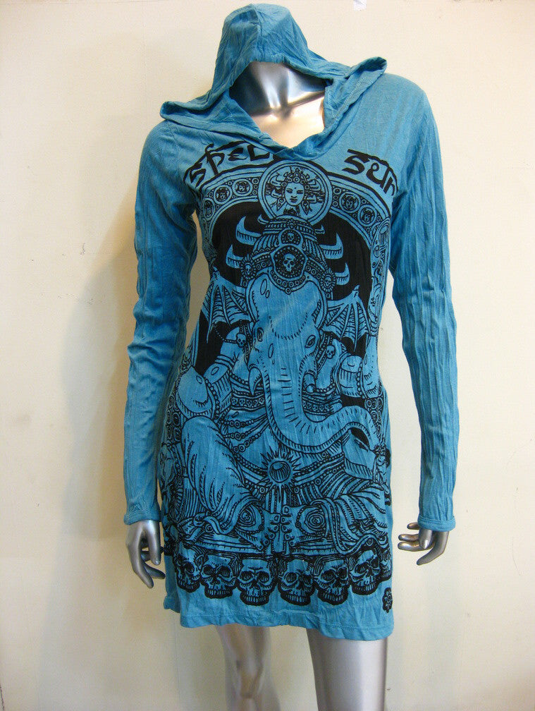 Sure Design Women's Batman Ganesh Hoodie Dress Turquoise