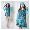 Sure Design Women's Butterfly Buddha Hoodie Dress Turquoise