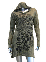 Sure Design Women's Chakra Fractal Hoodie Dress Green