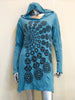 Sure Design Women's Chakra Fractal Hoodie Dress Turquoise