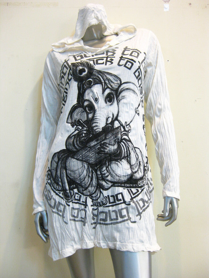 Sure Design Women's Baby Ganesha Hoodie Dress White