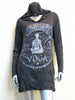 Sure Design Women's Yoga Stamp Hoodie Dress Silver on Black
