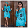 Sure Design Women's Yoga Stamp Hoodie Dress Turquoise