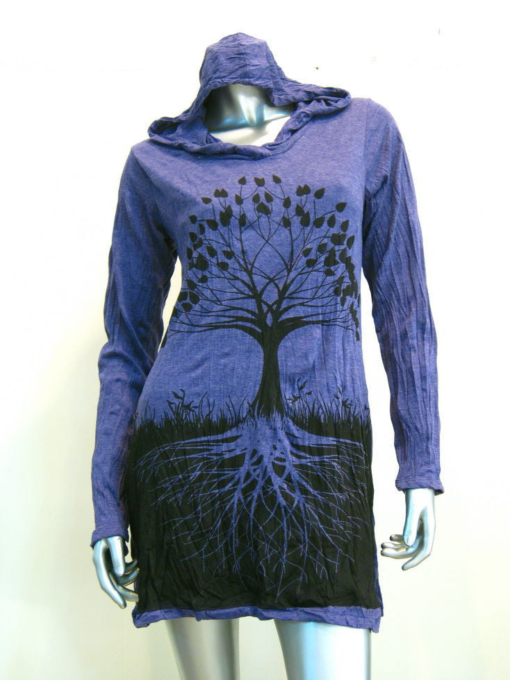 Sure Design Women's Tree of Life Hoodie Dress Purple