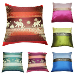 Assorted set of 6 NEW Thai Silk Elephant Pillow covers