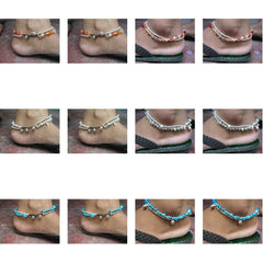 Assorted set of 10 Thai Stone Adjustable Anklets