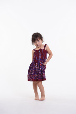 Kids Paisley Feathers Tank Dress in Red