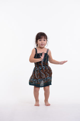 Kids Paisley Feathers Tank Dress in Green