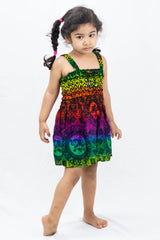 Kids Rainbow Elephant Tank Dress in Green