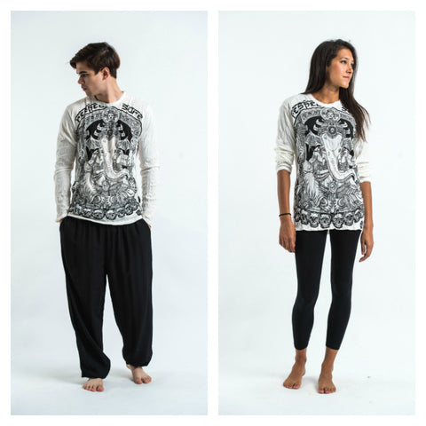 Sure Design Unisex Batman Ganesh Long Sleeve T-Shirt White