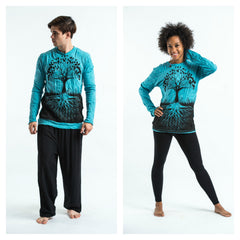 Sure Design Unisex Tree Of Life Long Sleeve T-Shirt Turquoise