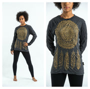 Sure Design Unisex Dreamcatcher Long Sleeve T-Shirt Gold on Black