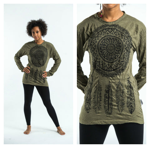 Sure Design Unisex Dreamcatcher Long Sleeve T-Shirt Green