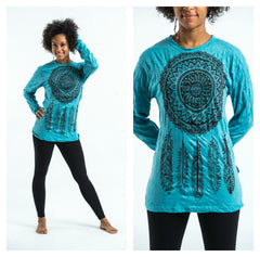 Sure Design Unisex Dreamcatcher Long Sleeve T-Shirt Turquoise