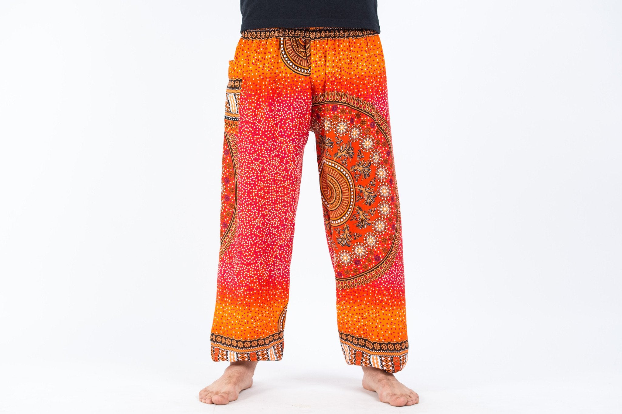 Tribal Chakras Unisex Harem Pants in Orange