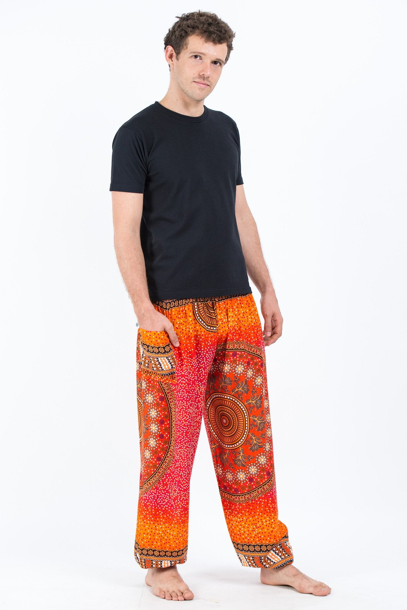 Tribal Chakras Unisex Harem Pants in Orange